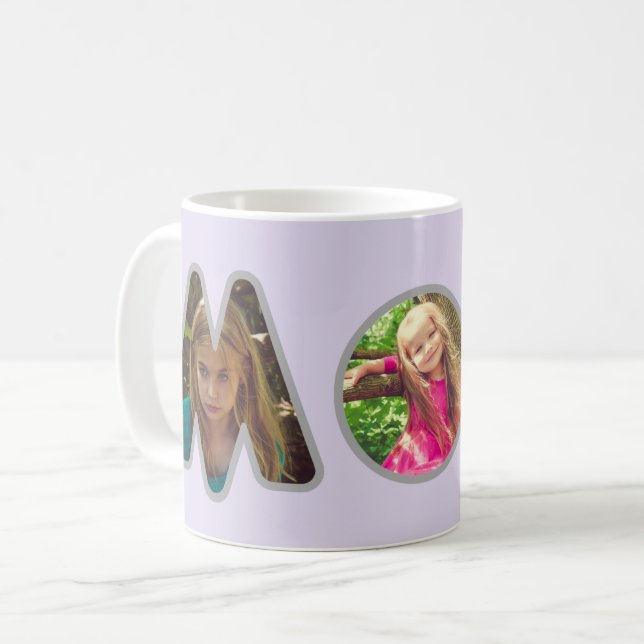Lavender MAMMA Mors dag Photo Collage Kaffemugg (Framsida vänster)