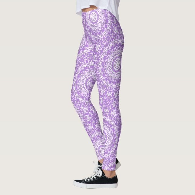 Lavender Mandala Geometric Mönster Leggings (Vänster)