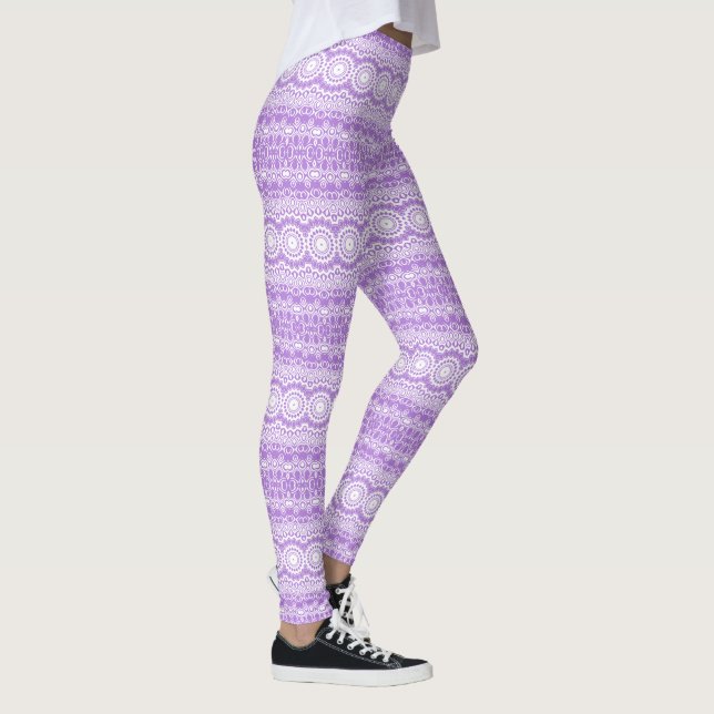 Lavender Mandala Kaleidoscope Medallion Stripe Leggings (Höger)