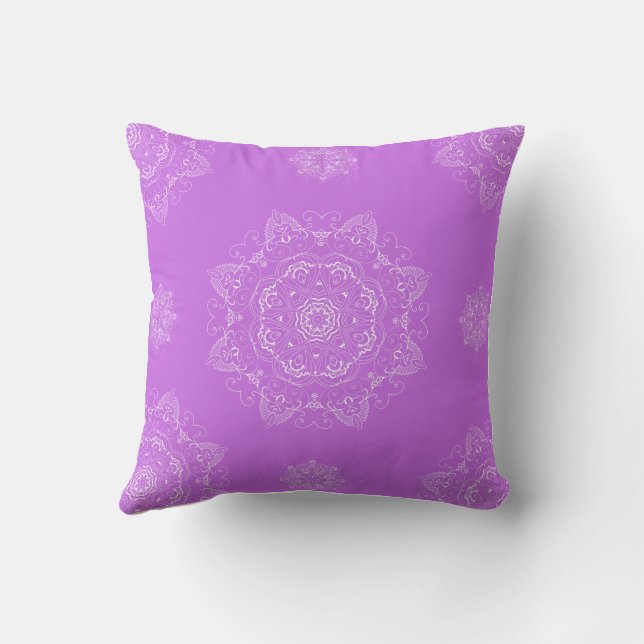 Lavender Mandala Medallion Mönster Kudde (Baksida)