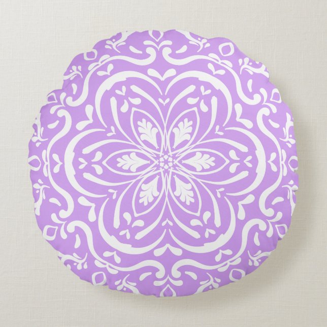 Lavender Mandala Rund Kudde (Framsidan)