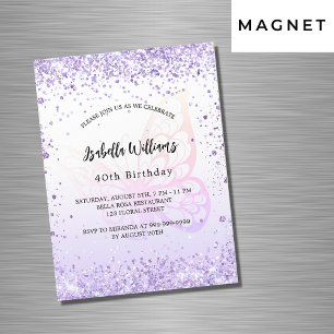 Lavender-manuslyx för fjäril-fjäril magnetisk inbjudningskort