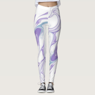 Lavender Marble Dream Leggings - Abstrakt Fluid Ar