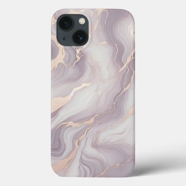 Lavender Marble iPhone 13 Fodral med Silver Veins (Baksida)