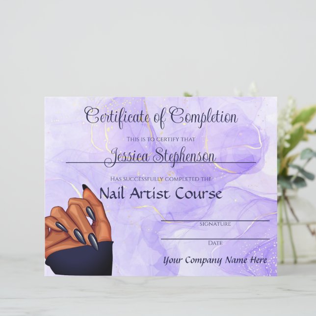 Lavender Marble Nail Artist Certificate (Stående Fram)
