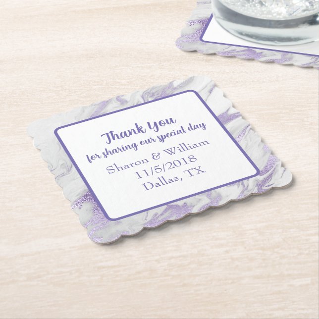 Lavender Marcular Wedor Favor Underlägg Papper (Vinklad)