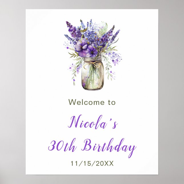 Lavender Mason Burk Birthday Välkommen Poster (Framsidan)