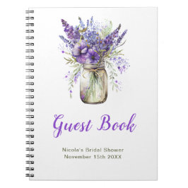 Lavender Mason Jar Bridal Shower Guest Book Anteckningsbok