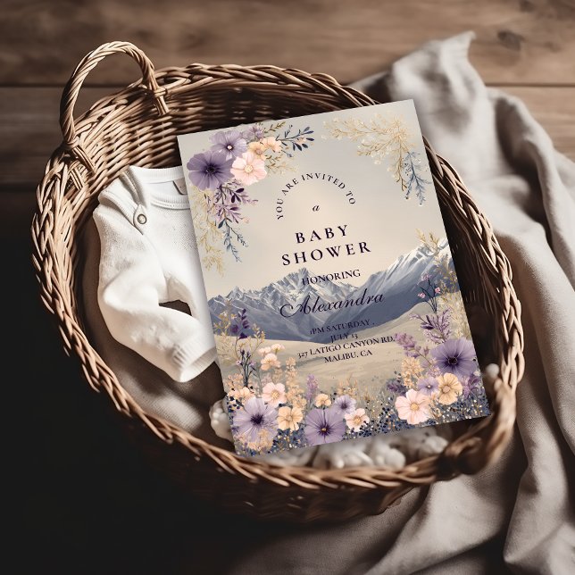 Lavender Meadow Peaks Baby Shower Inbjudningar (Skapare uppladdad)