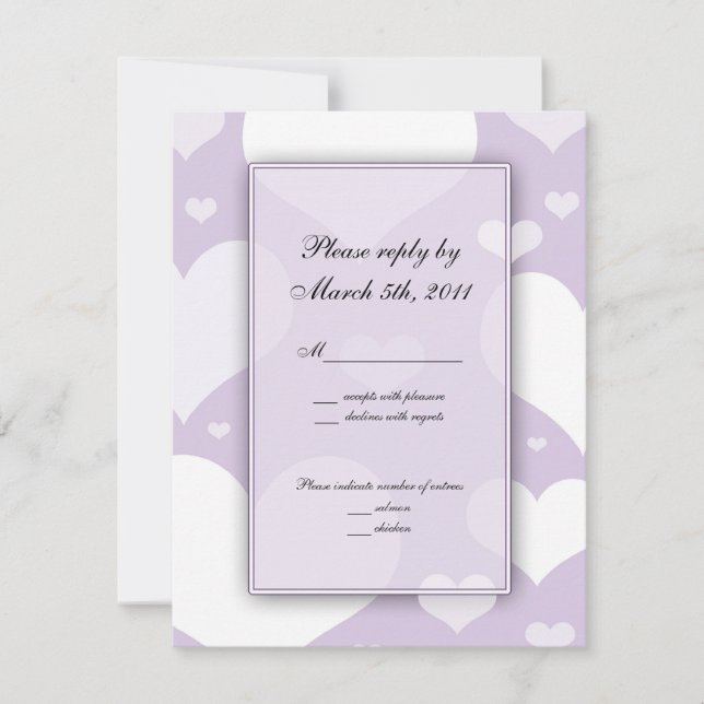 Lavender med Hearts-Bröllop OSA Kort (Framsida)
