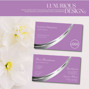 Lavender med Silver Decor and Logotyp Snyggt Visitkort