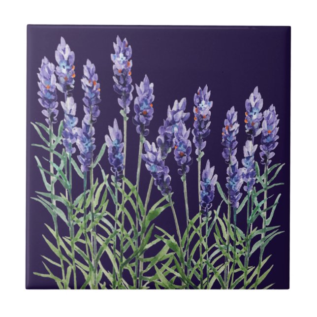 Lavender med vattenfärger kakelplatta (Framsidan)