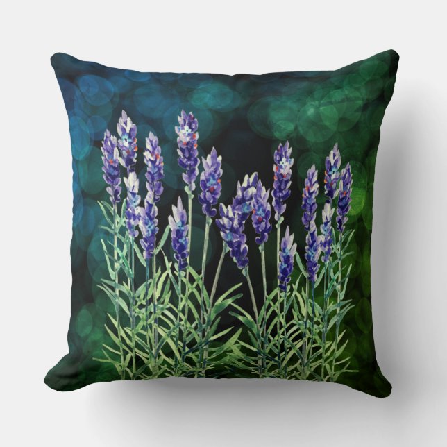 Lavender med vattenfärger kudde (Framsida)
