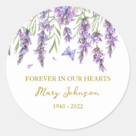 Lavender Memorial Funeral Classic Round Sticker Runt Klistermärke