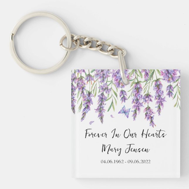 Lavender Memorial Funeral Photo Keychain (Framsidan)
