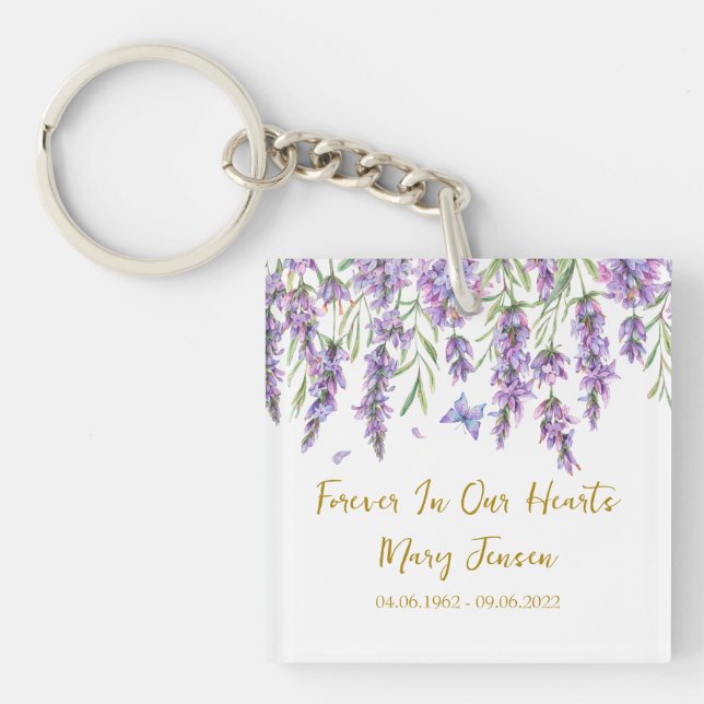 Lavender Memorial Funeral Photo Keychain (Framsidan)