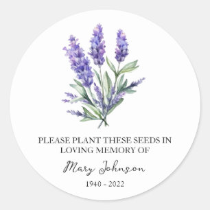 Lavender Memorial Funeral Seed Packet Runt Klistermärke