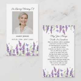 Lavender Memorial Photo Funeral Prayer Card Visitkort