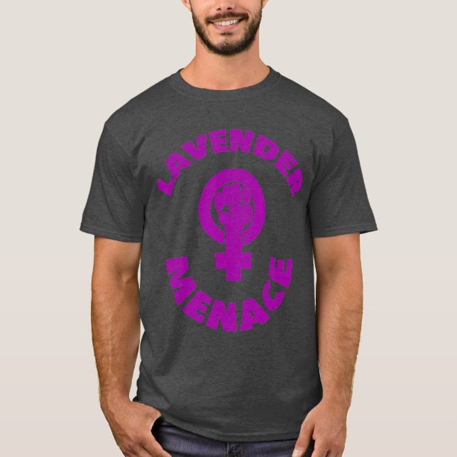 Lavender Menace Feminist Lesbisk LGBT Radfem T Shirt (Framsida)