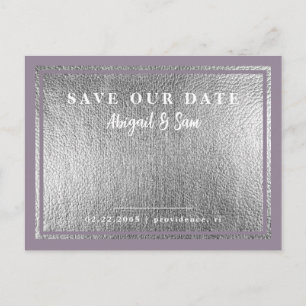 Lavender Metallic Silver Bröllop Spara vårt datum Vykort