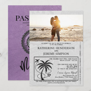 Lavender Mexico Passport Bröllop Inbjudningar