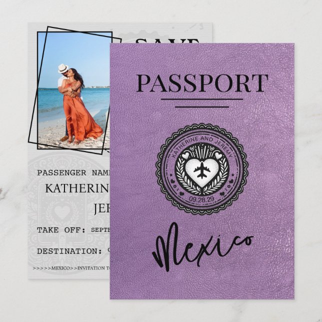 Lavender Mexico Passport Spara datum Datumet (Fram/baksida)