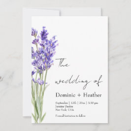 Lavender Minimalist Elegance Bröllop Inbjudningar
