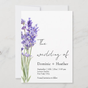 Lavender Minimalist Elegance Bröllop Inbjudningar