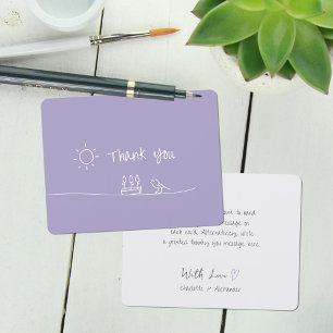 Lavender Minimalist Flowers Bird Sol Teckning Tack Kort