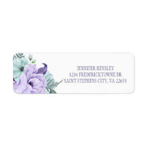 Lavender Mint Lila Peonies Returadress Etikett