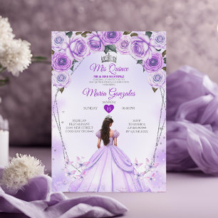 Lavender Mis Quince 15 Anos Krona Quinceañera Inbjudningar