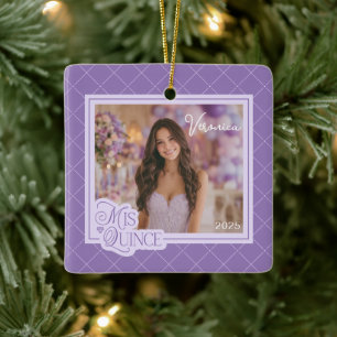 Lavender Mis Quince Photo Quinceanera Keepsaké Julgransprydnad Keramik