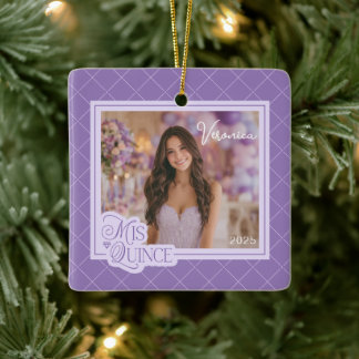 Lavender Mis Quince Photo Quinceanera Keepsaké Julgransprydnad Keramik