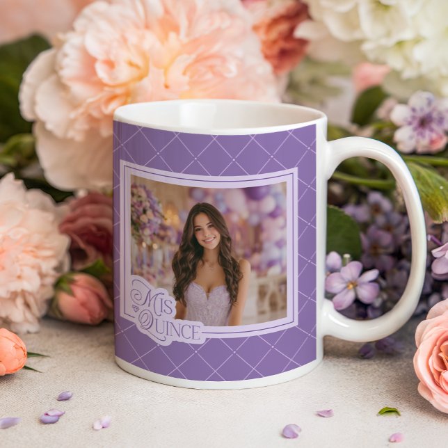 Lavender Mis Quince Photo Quinceanera Keepsaké Kaffemugg (Shown on a classic mug)