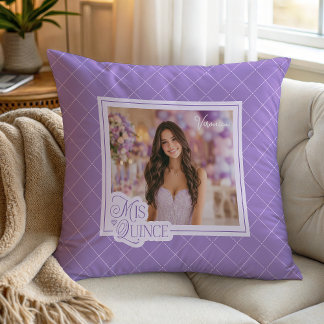 Lavender Mis Quince Photo Quinceanera Keepsaké Kudde