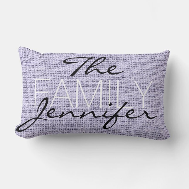 Lavender mist Burlap Rustic Linen Monogram Lumbarkudde (Framsida)