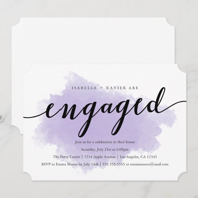 Lavender Mist | Inbjudan till Förlovningsfest (Fram/baksida)