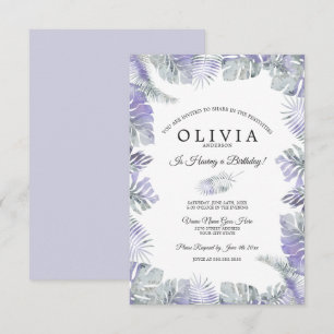 Lavender Mist Watercolor Tropical Löv Birthday Inbjudningar