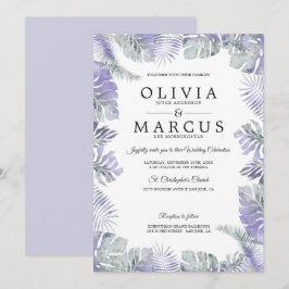 Lavender Mist Watercolor Tropical Löv Bröllop Inbjudningar