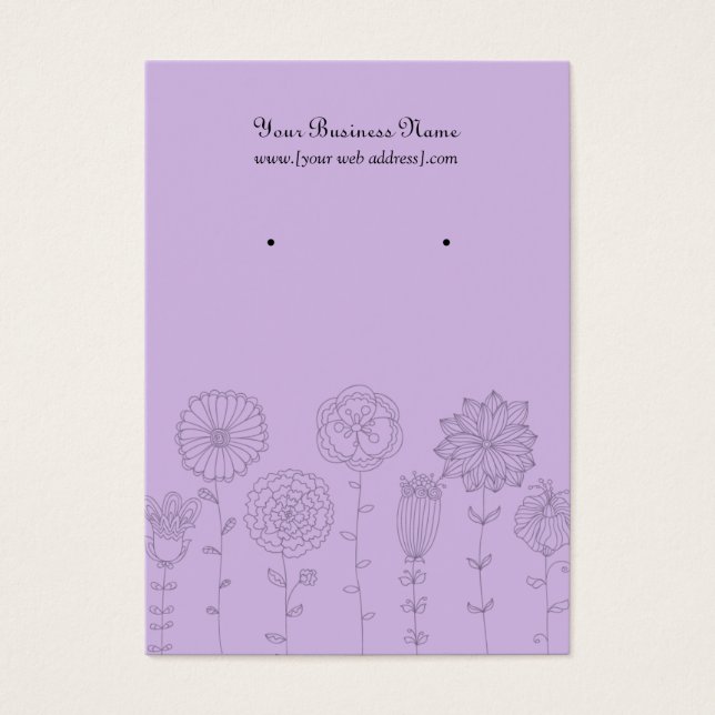 Lavender Mod Flowers Anpassningsbar Earring Card Visitkort (Framsidan)