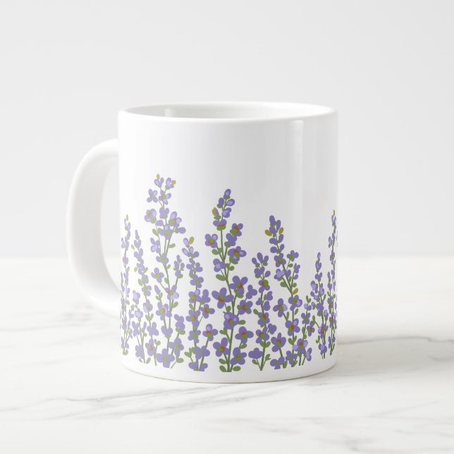 Lavender Modern Blommigt Blooms Jumbo Mugg (Framsida vänster)