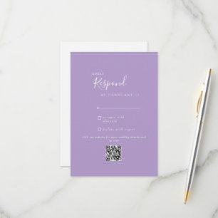 Lavender Modern Bröllop QR Code OSA Kort