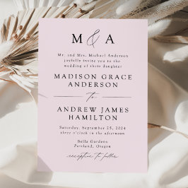 Lavender Modern Elegance Monogram Bröllop Inbjudningar