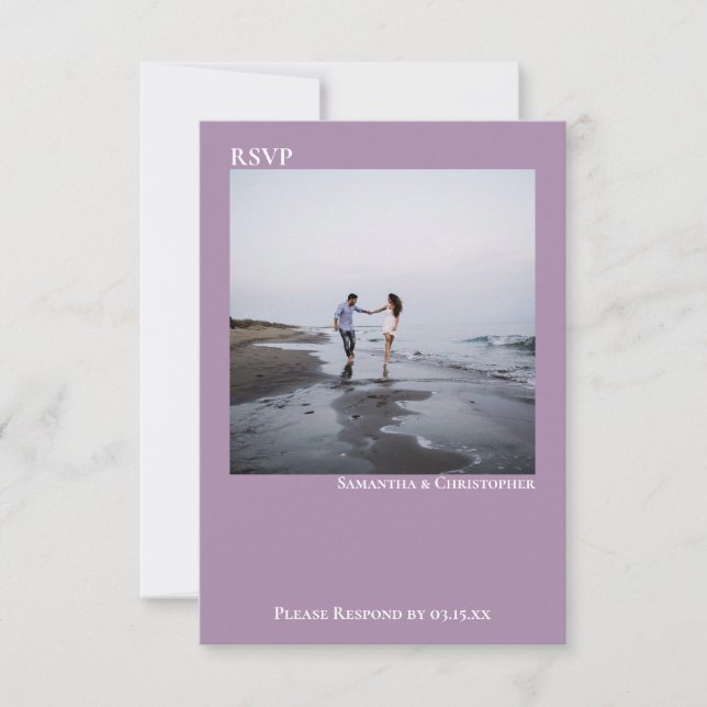 Lavender Modern enkel, minimalistisk foto Bröllop OSA Kort (Framsida)