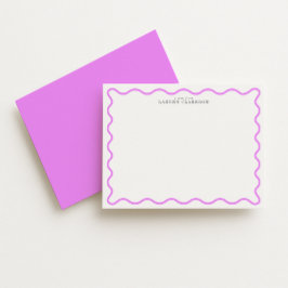 Lavender Modern Wavy Border Personalized Note Card Inbjudningar