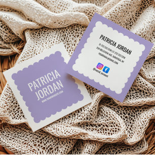 Lavender moderna Wave Simple Social Media Icons Fyrkantigt Visitkort