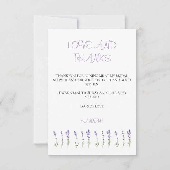 Lavender Möhippa Tack Kort (Framsida)