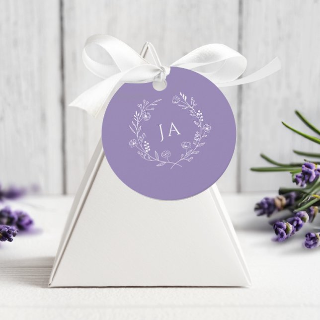 Lavender Monogram Bröllop Gåvor Etiketter (Skapare uppladdad)