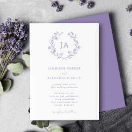 Lavender Monogram Bröllop Inbjudningar