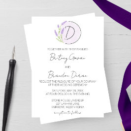 Lavender Monogram Bröllop Inbjudningar
